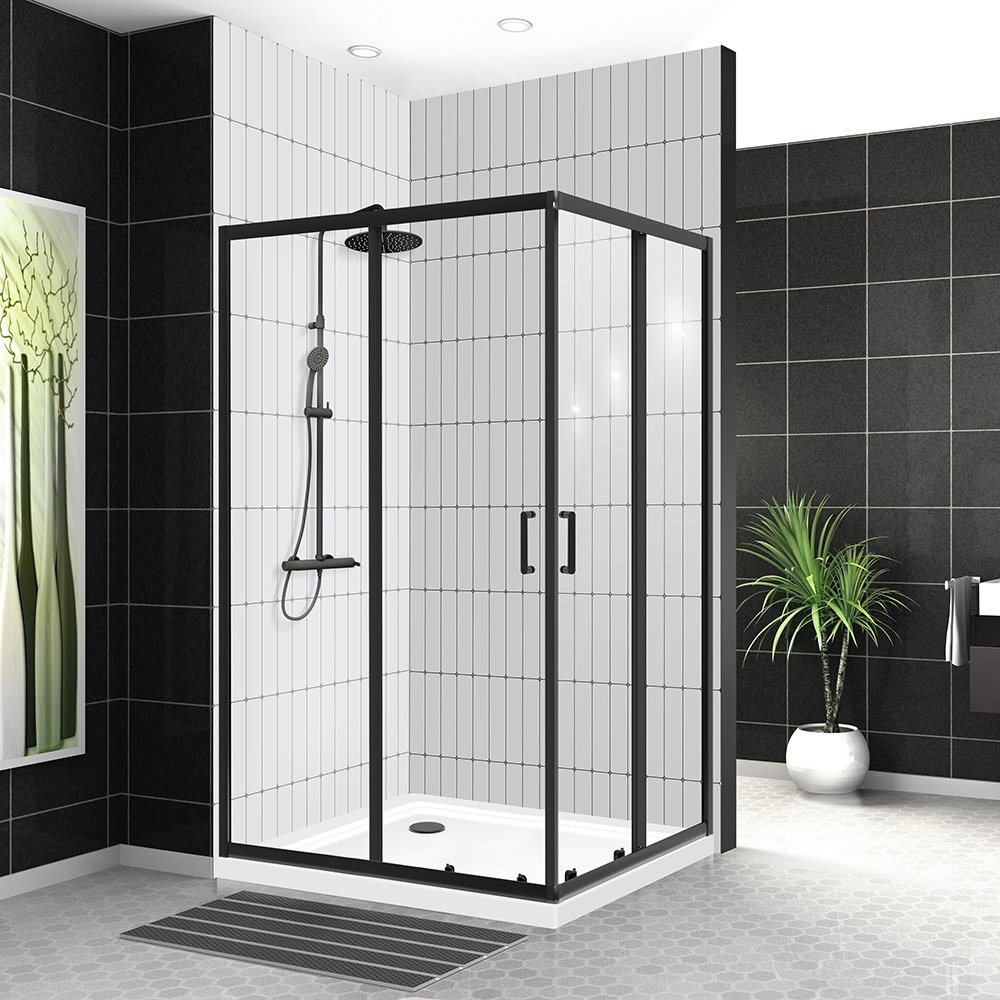 Душевой уголок BelBagno UNO-195-AH-2-120/90-C-NERO 120x90 прозрачный, черный