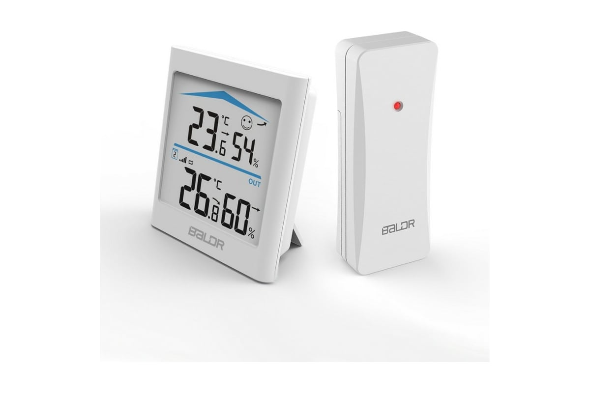 Цифровой термогигрометр с внешним датчиком BALDR B0135T2H2-WHITE