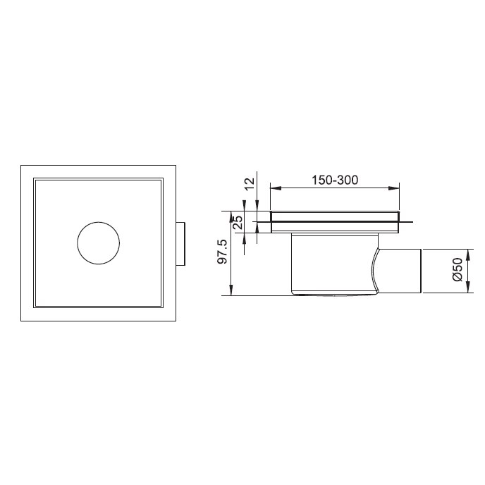 Трап для душа RGW Shower Drain SDR-11-20-Q 20x20 см, без решетки