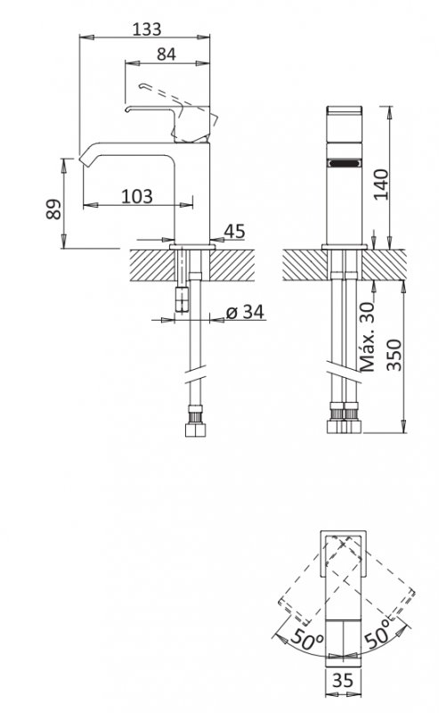 Смеситель для раковины Cezares PORTA-LS1-NOP черный матовый