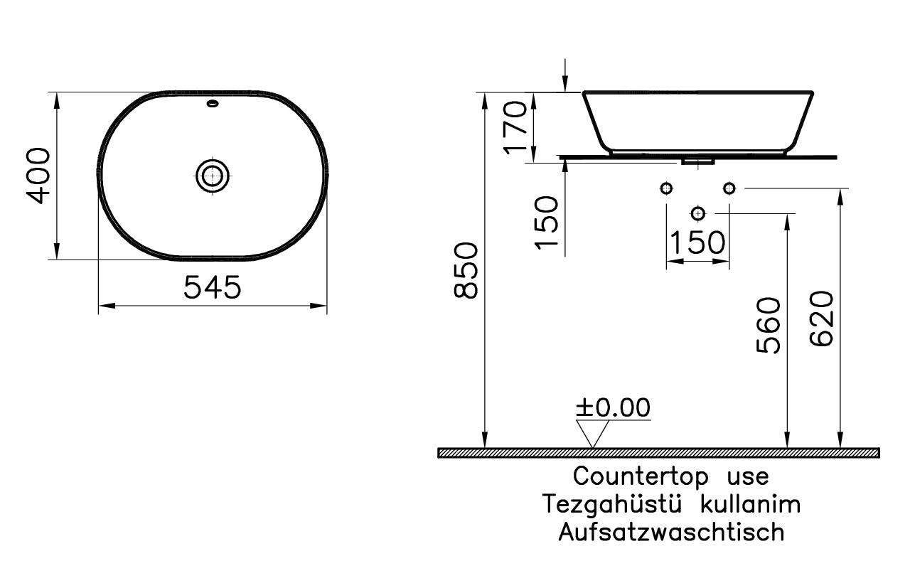 Раковина VitrA Geo 7427B003-0012 55 см