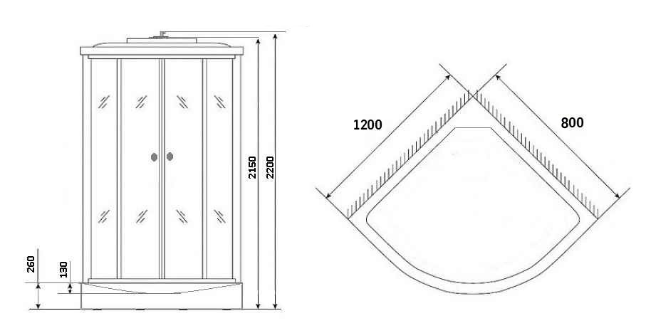 Душевая кабина Niagara Eco NG- 3324-14LR 120x80 стекло матовое, R