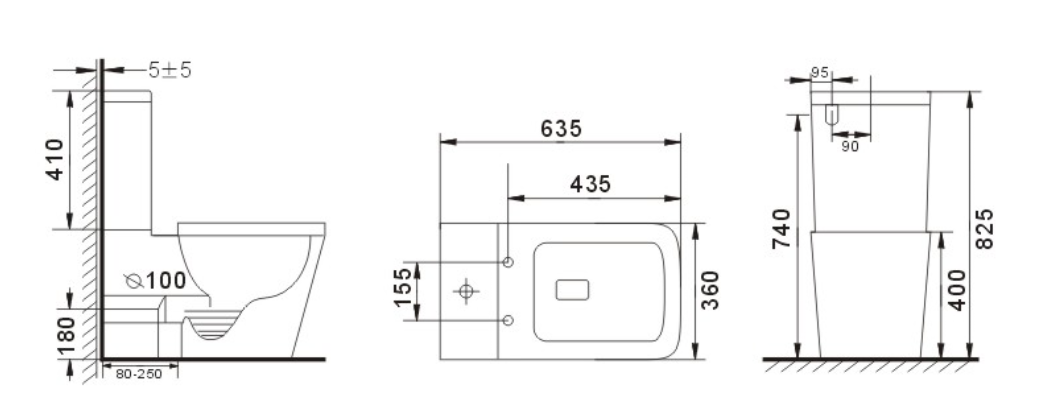 Унитаз-компакт Gid Tr2170BL безободковый, черный глянцевый