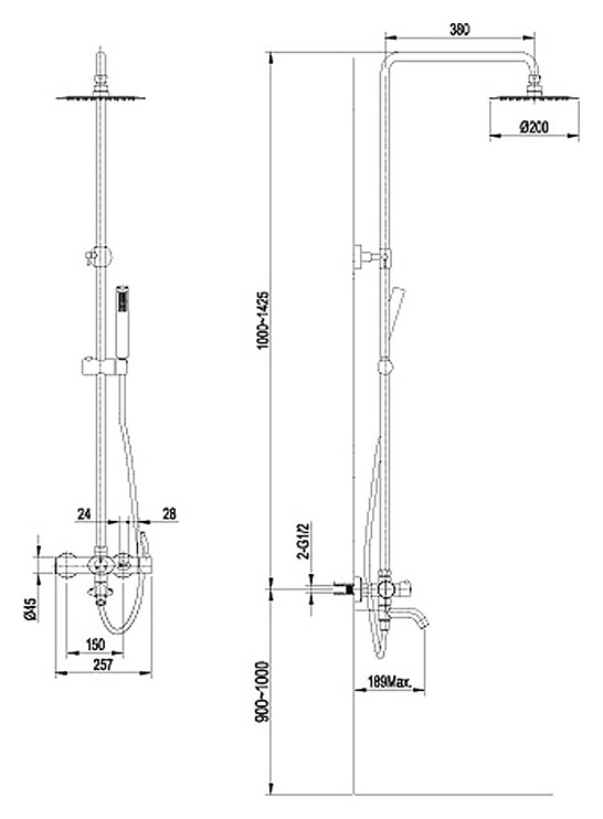 Душевая стойка Lemark Element LM5162S сталь