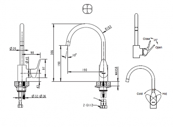 Смеситель для кухни Bravat Drop F74898C-1A