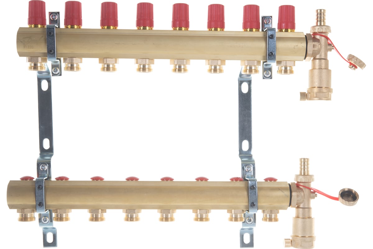 Комплект коллекторов Danfoss FHF-8 set с кронштейнами и воздухоотводчиками 8 контуров 088U0708