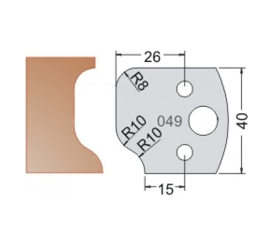 Нож мультисистема HSS профиль с галтелью R8, 10 40x20x4 мм Dimar 3304940