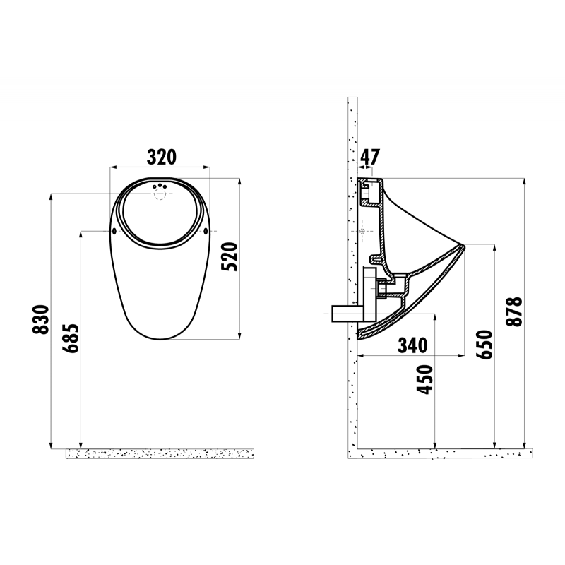 Писсуар Creavit TP635-11CB00E-0000 с задней подачей воды