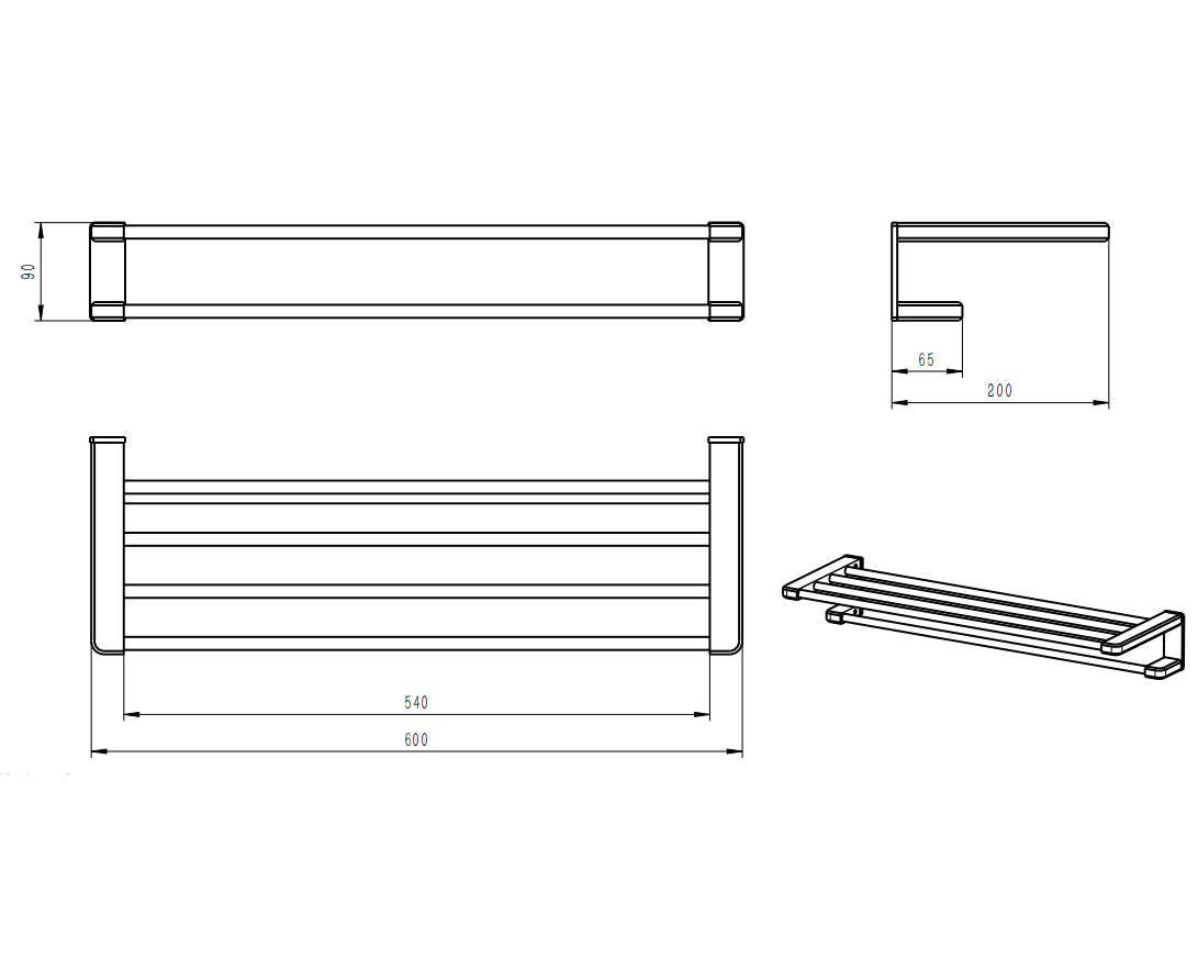 Полка для полотенец Wonzon&Woghand WW-V3902-MB черный матовый