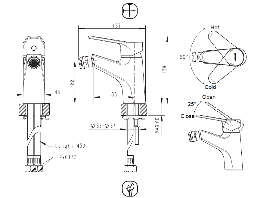 Смеситель для биде Bravat Eco F3111147C хром