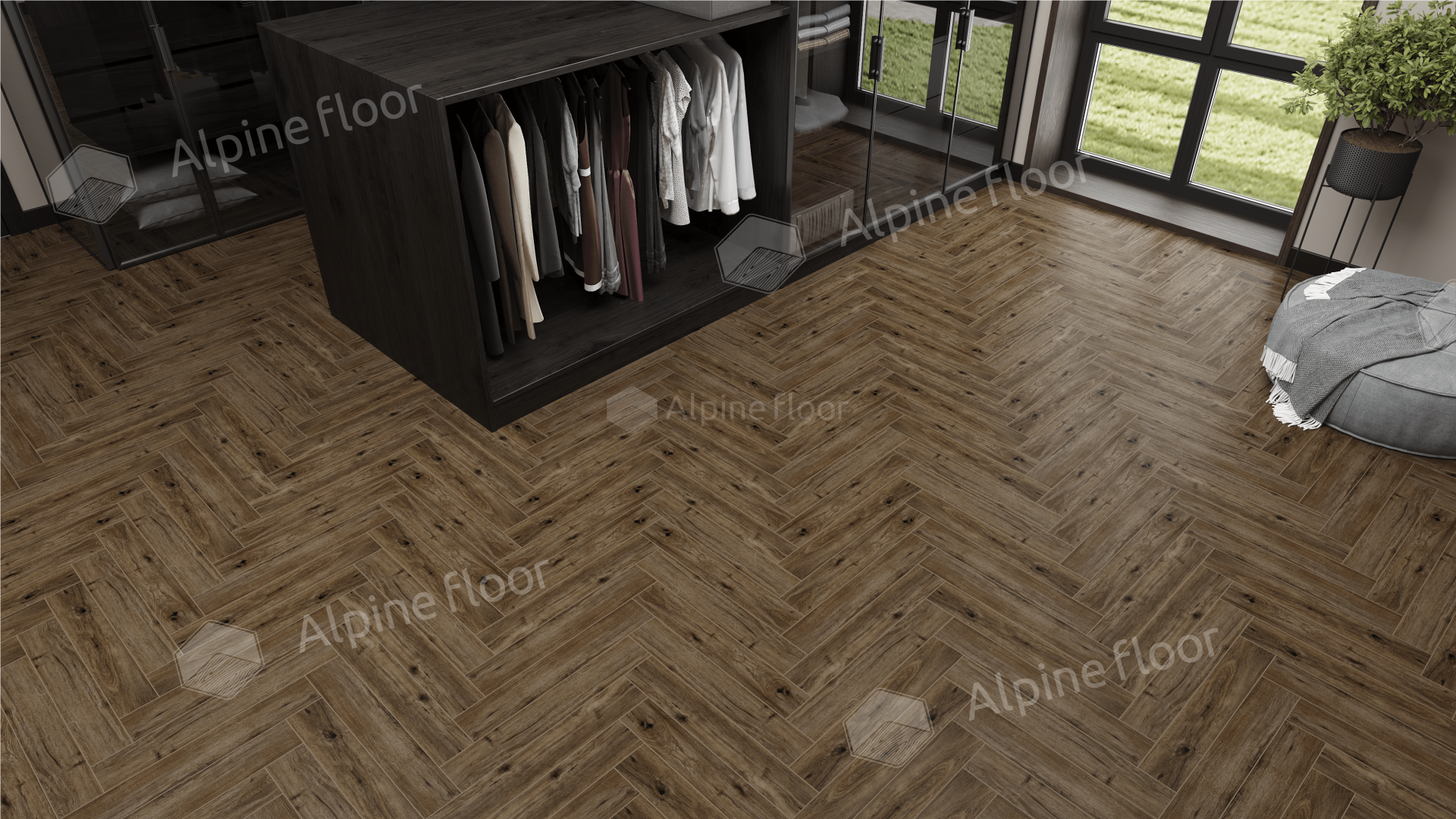 Ламинат Alpine Floor Herringbone Дуб Бордо 606x101x8 мм, LF102-10B