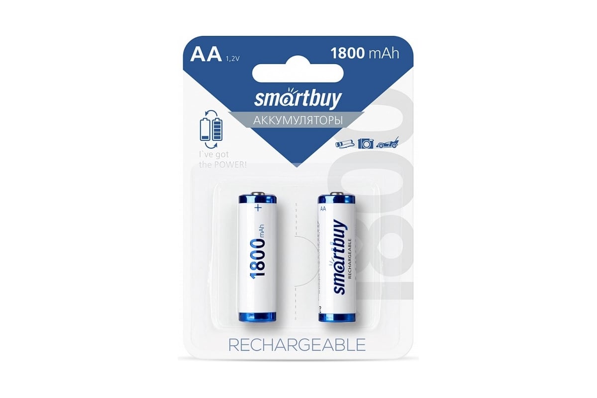 Аккумулятор Smartbuy NiMh AA/2BL 1800 mAh (24/240) () 2 шт SBBR-2A02BL1800