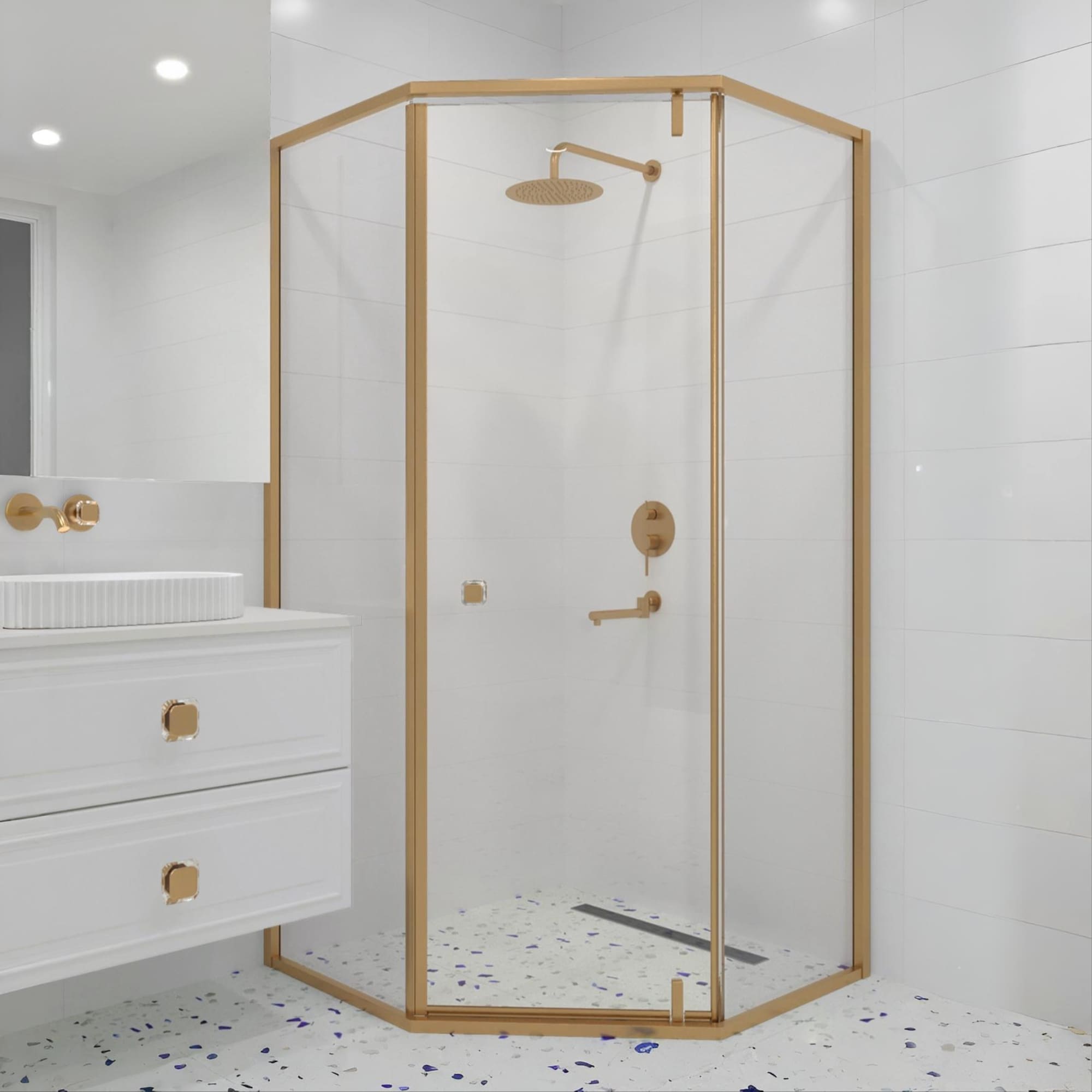 Душевой уголок RGW Hotel HO-088-G 90x90 прозрачное, брашированное золото 350608899-16