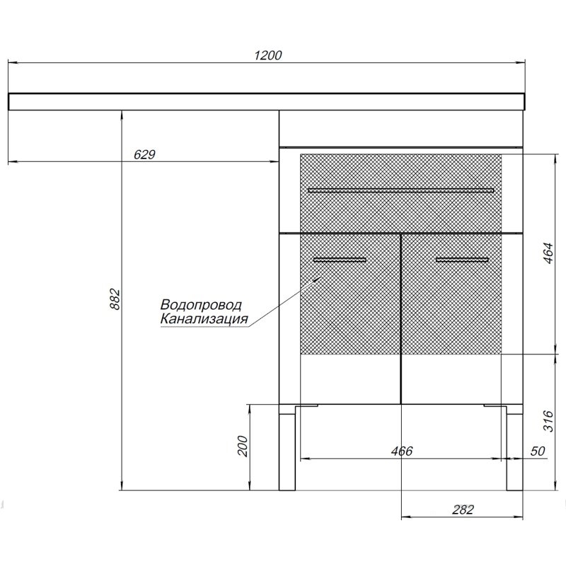 Тумба с раковиной Aquanet Верона 120 см R напольная