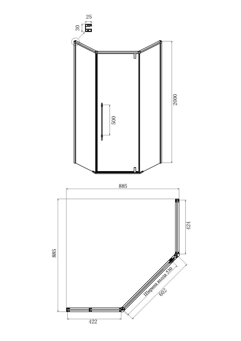 Душевой уголок Ambassador Ritz 90x90 112011202 прозрачный, черный