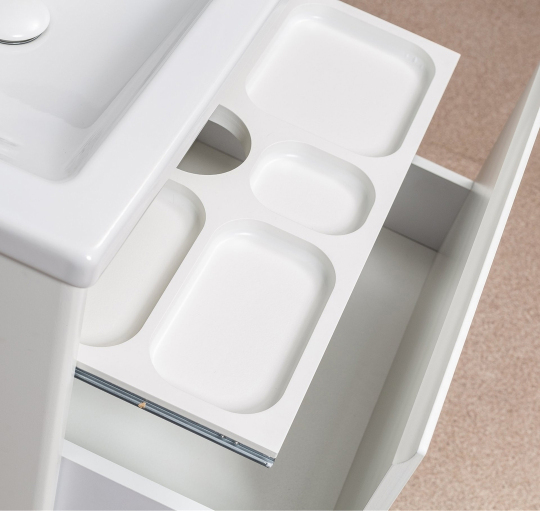 Тумба с раковиной Velvex Klaufs 80 см подвесная, 2 ящика