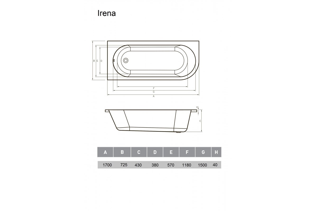 Акриловая ванна Vayer Irena 170x72 L Гл000026131