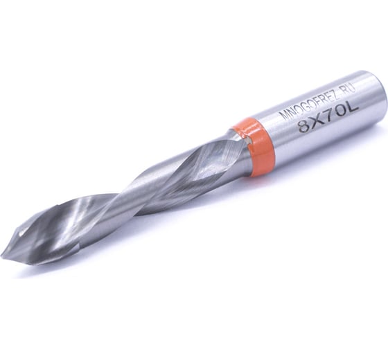 Сверло присадочное сквозное усиленное KJ1-V40208L (8х70 мм; хв-к 10 мм; левое вращение) МНОГОФРЕЗ 6575