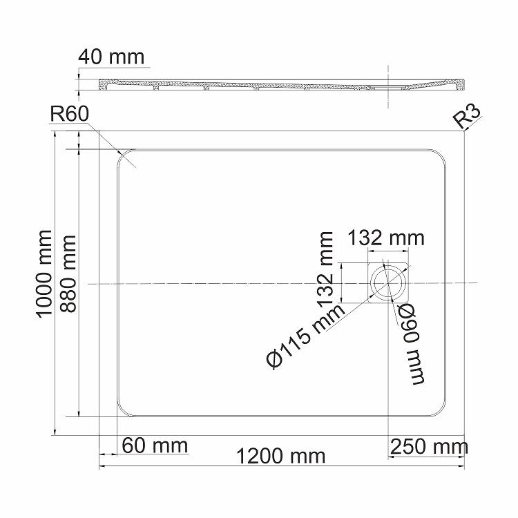 Поддон для душа WasserKRAFT Neime 19T10 120x100, черный мрамор