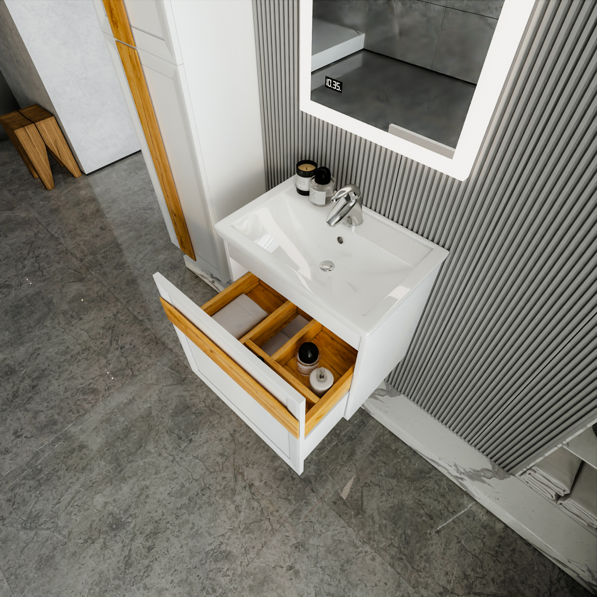 Мебель для ванной Бриклаер Берлин 60 см белый глянец