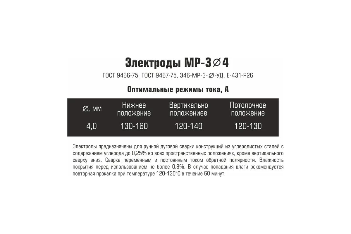 Электроды МР-3 4 мм, 1.9 кг ГОСТ 9466-75 JULI WELD 634