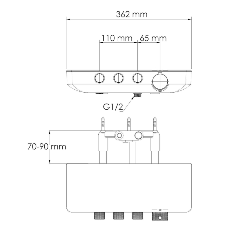 Смеситель для душа WasserKRAFT Elbe 7499 Thermo на 3 выхода, хром/черный