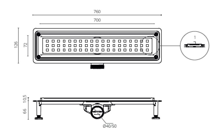 Душевой лоток Ctesi Flow Square BK4024640 70 см хром