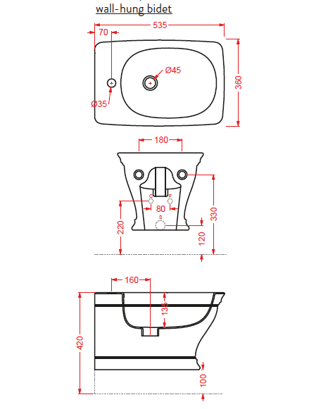 Подвесное биде Artceram Civitas CIB001 01 00 белый