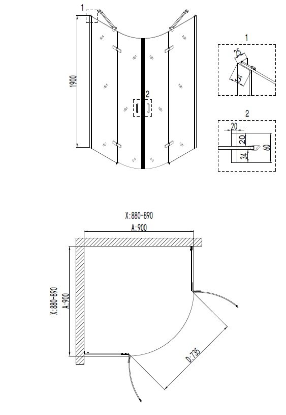 Душевой уголок Niagara Nova NG-6615-08 90x90 прозрачный, хром