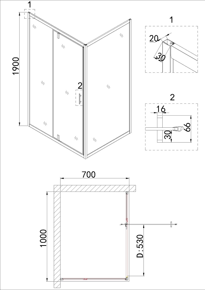 Душевой уголок Niagara Nova NG-63-10A-А70 100x70 прозрачный, хром