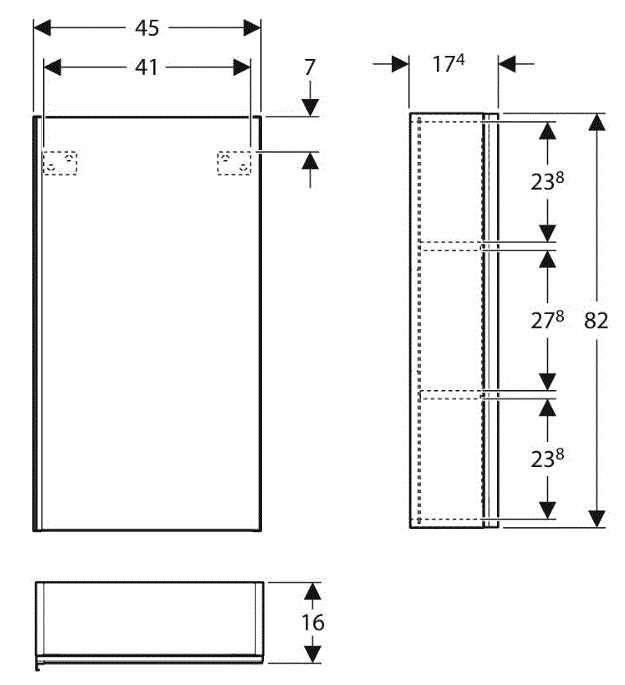 Шкаф подвесной Geberit Acanto 45 см