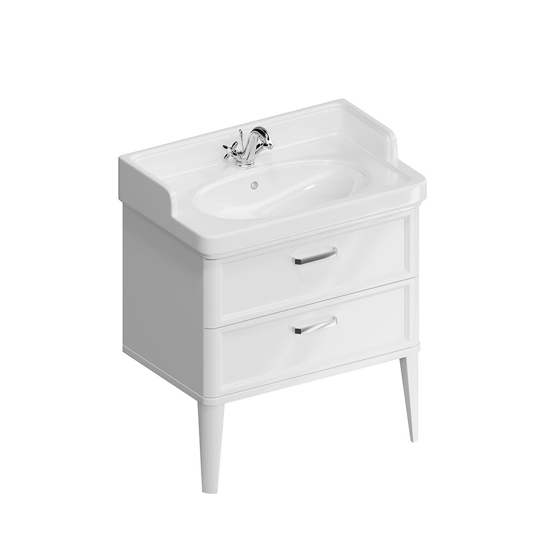 Мебель для ванной Kerama Marazzi Pompei New 80 см 2 ящика, белый глянцевый