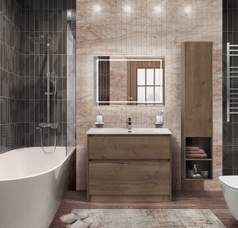 Тумба с раковиной BelBagno Kraft 80 см напольная Rovere Tabacco