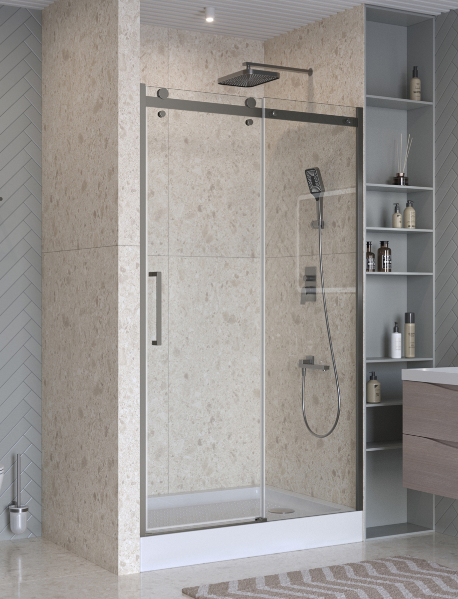 Душевая дверь BelBagno MARINO-2-BF-1-120-C-GM 120x195 прозрачная, оружейная сталь