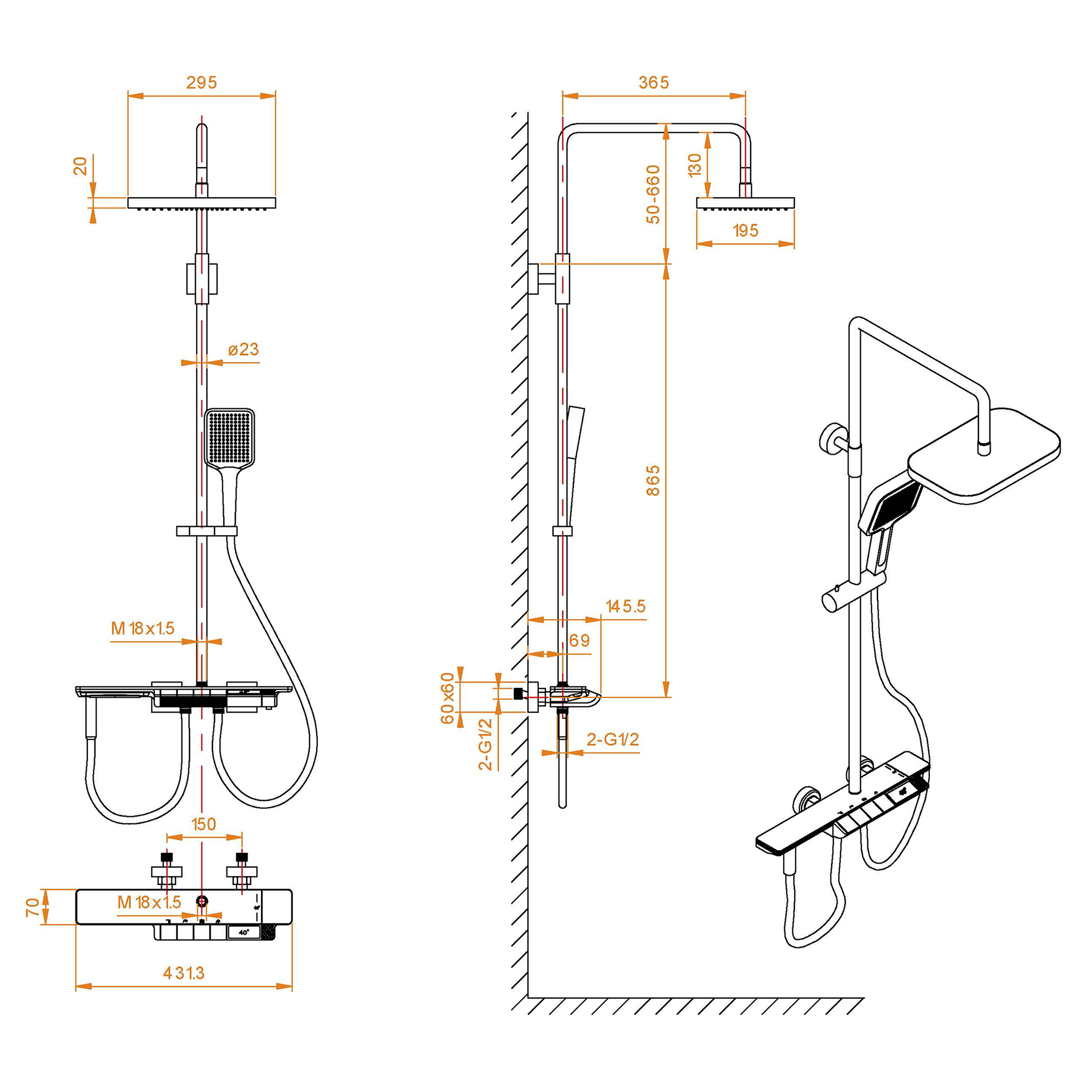 Душевая стойка RGW Shower Panels SP-35 серый, 51140135-11