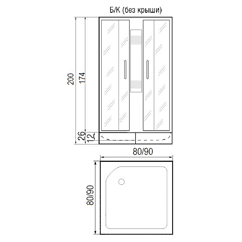 Душевая кабина River Quadro Б/К 90/24 МТ 90x90 матовая, без крыши