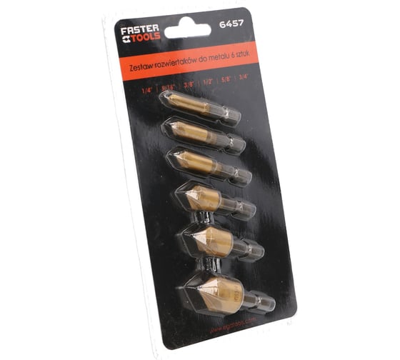 Набор зенкеров по металлу Faster Tools из 6 штук: 6-19 мм 6457