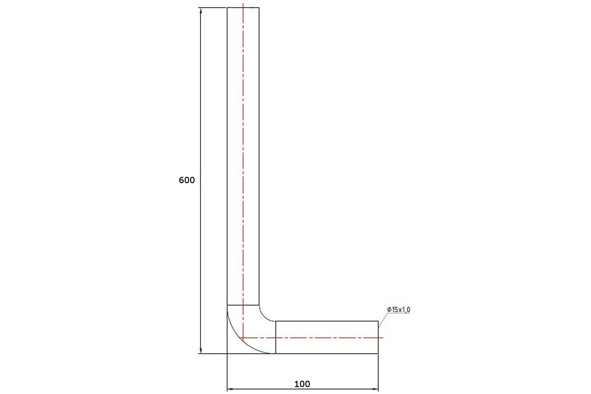 Отвод 90° из нержавеющей стали (15 мм; 100х600 мм) Valtec VTi.960.I.151060