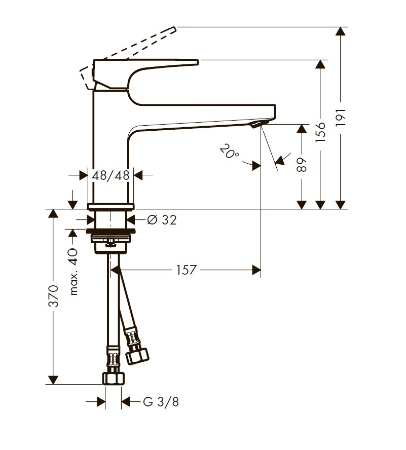 Смеситель для раковины Hansgrohe Metropol 100 74502000