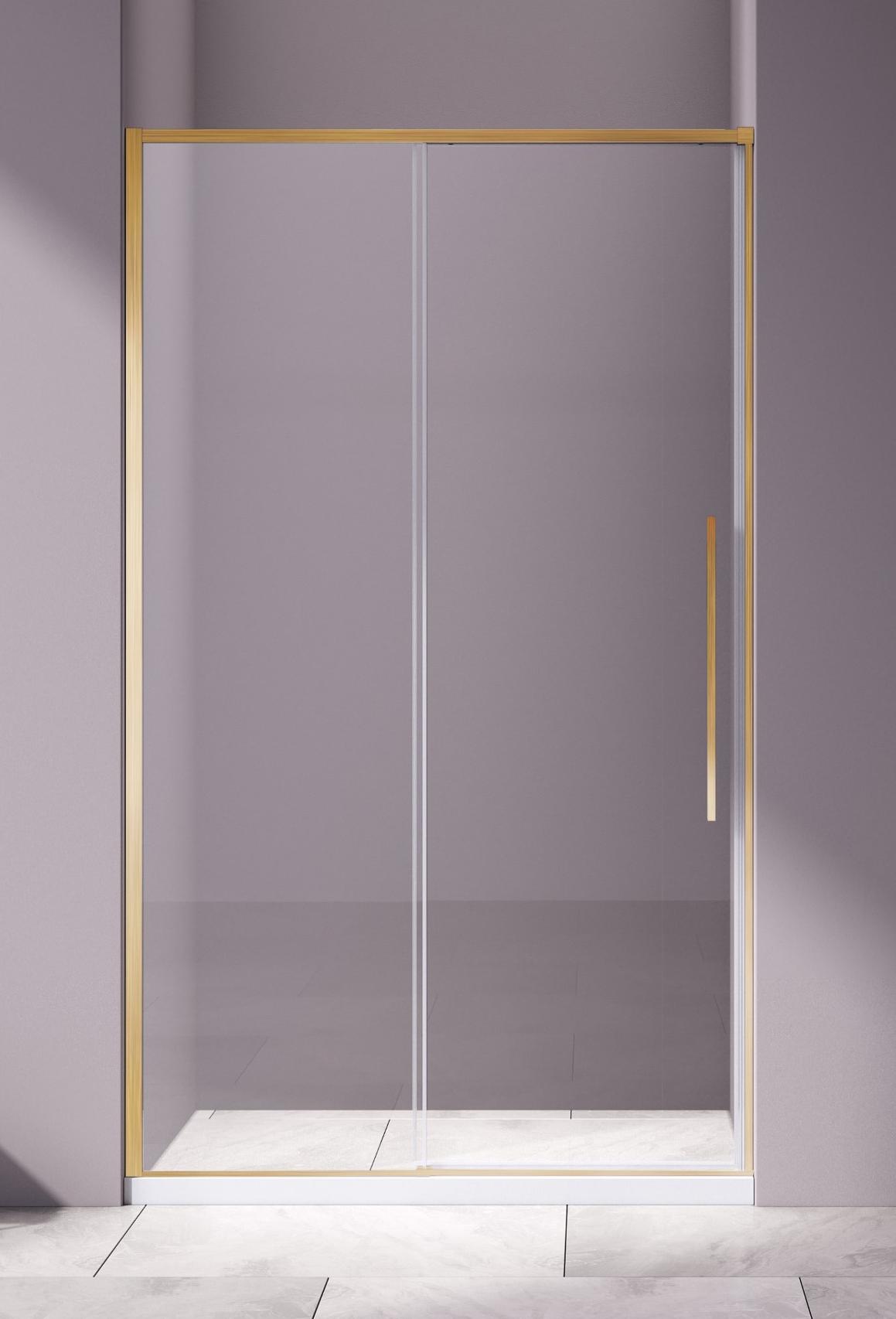 Душевая дверь Vincea Слим-Н (Slim-N) VDS-4SN100CLG 100x195 брашированное золото, прозрачная