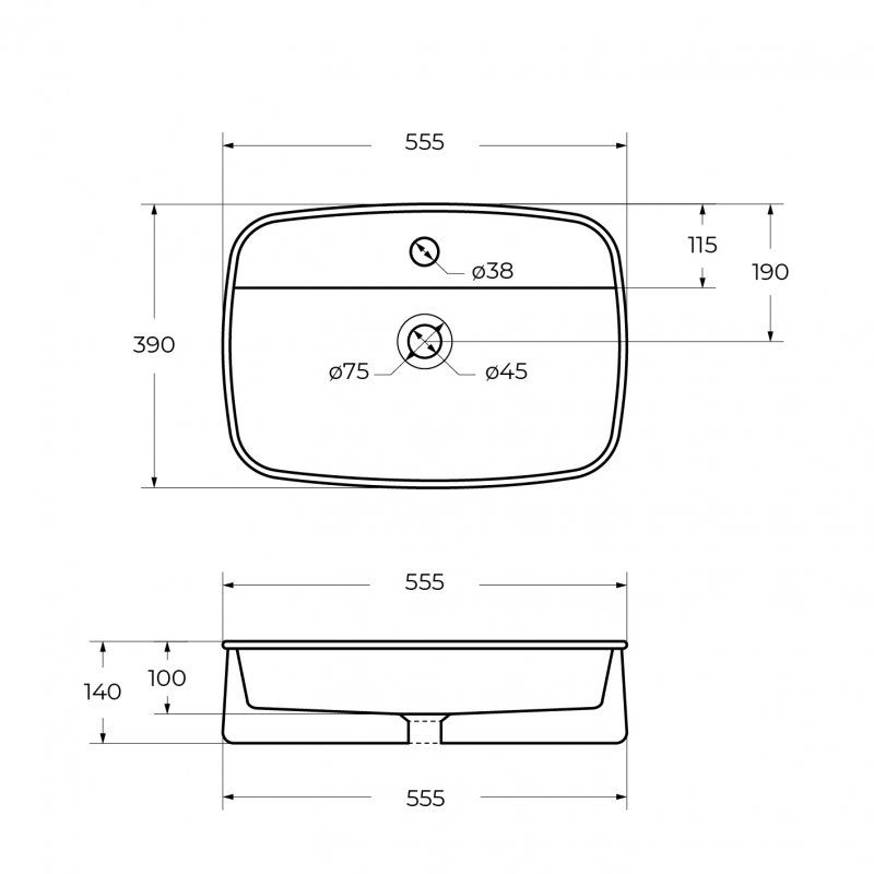 Раковина Cezares CZR-6580 55.5 см белый