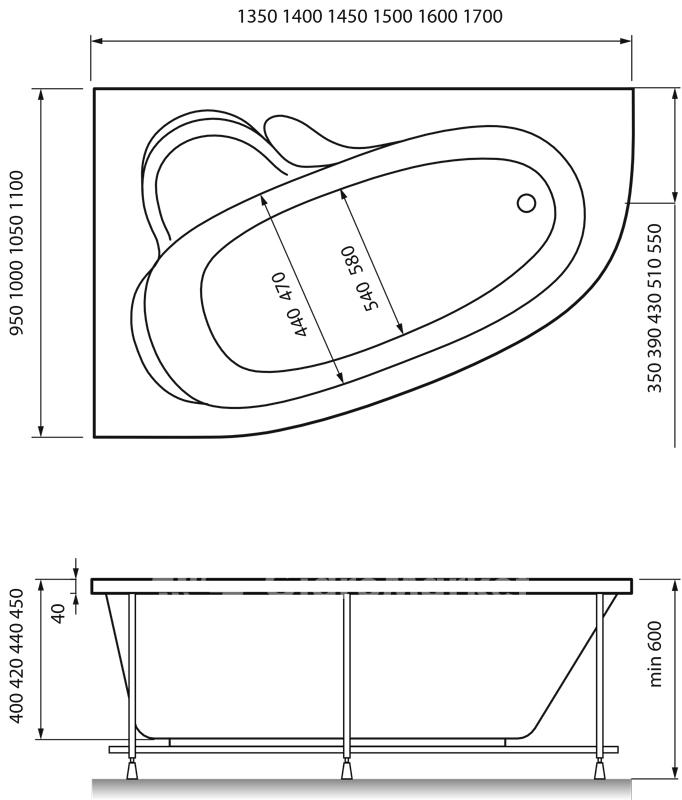 Акриловая ванна Relisan Ariadna 135x95 см L