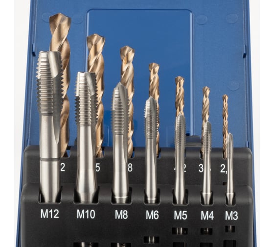 Набор машинных метчиков GSR From B HSSE DIN371/376 M3-M10/M12 Silver 14 предметов BRB09100100