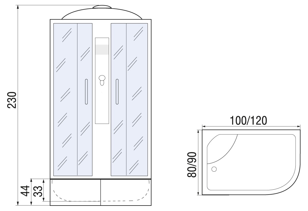 Душевая кабина River Desna XL 100/80/44 MT 100x80 матовая, левая 10000006143