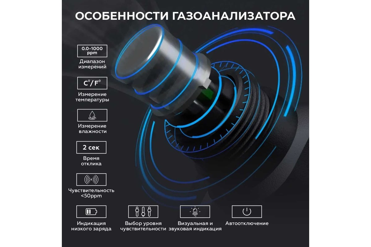 Цифровой детектор утечки взрывоопасных газов iCartool 0-1000 ppm IC-M101A