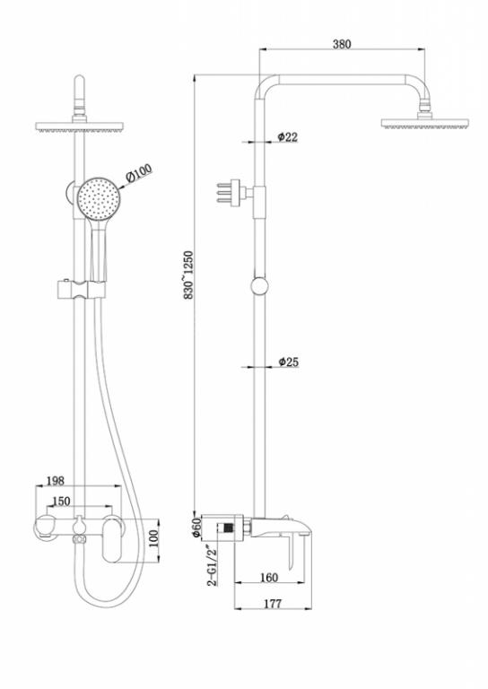 Душевая стойка Bravat Pure F6335369CP-A-RUS хром