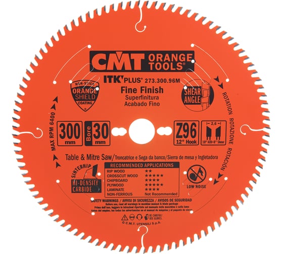 Диск пильный по ламинату (300x30x2,6/1,8 мм; Z96) CMT 273.300.96M