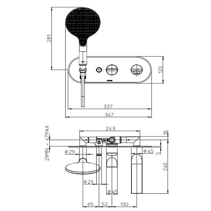 Смеситель для ванны Bossini Apice Z00557.073 черный матовый