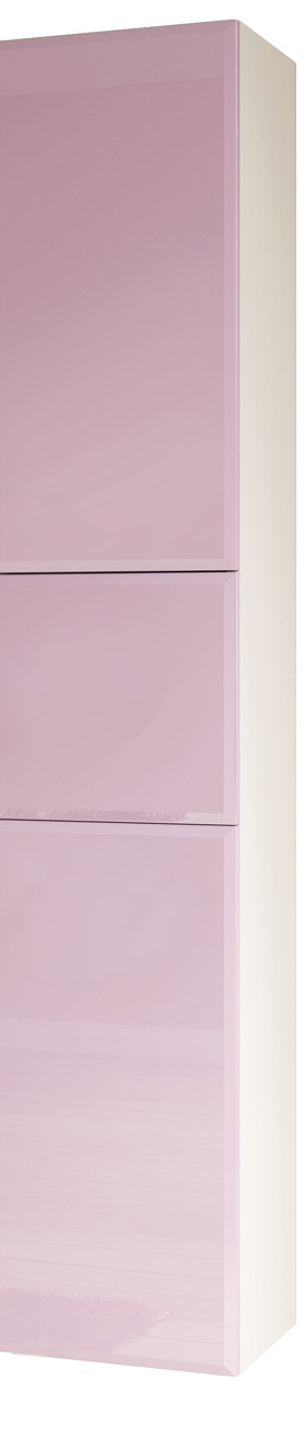 Шкаф пенал Marka One Mix 159 см фасад стекло, розовый