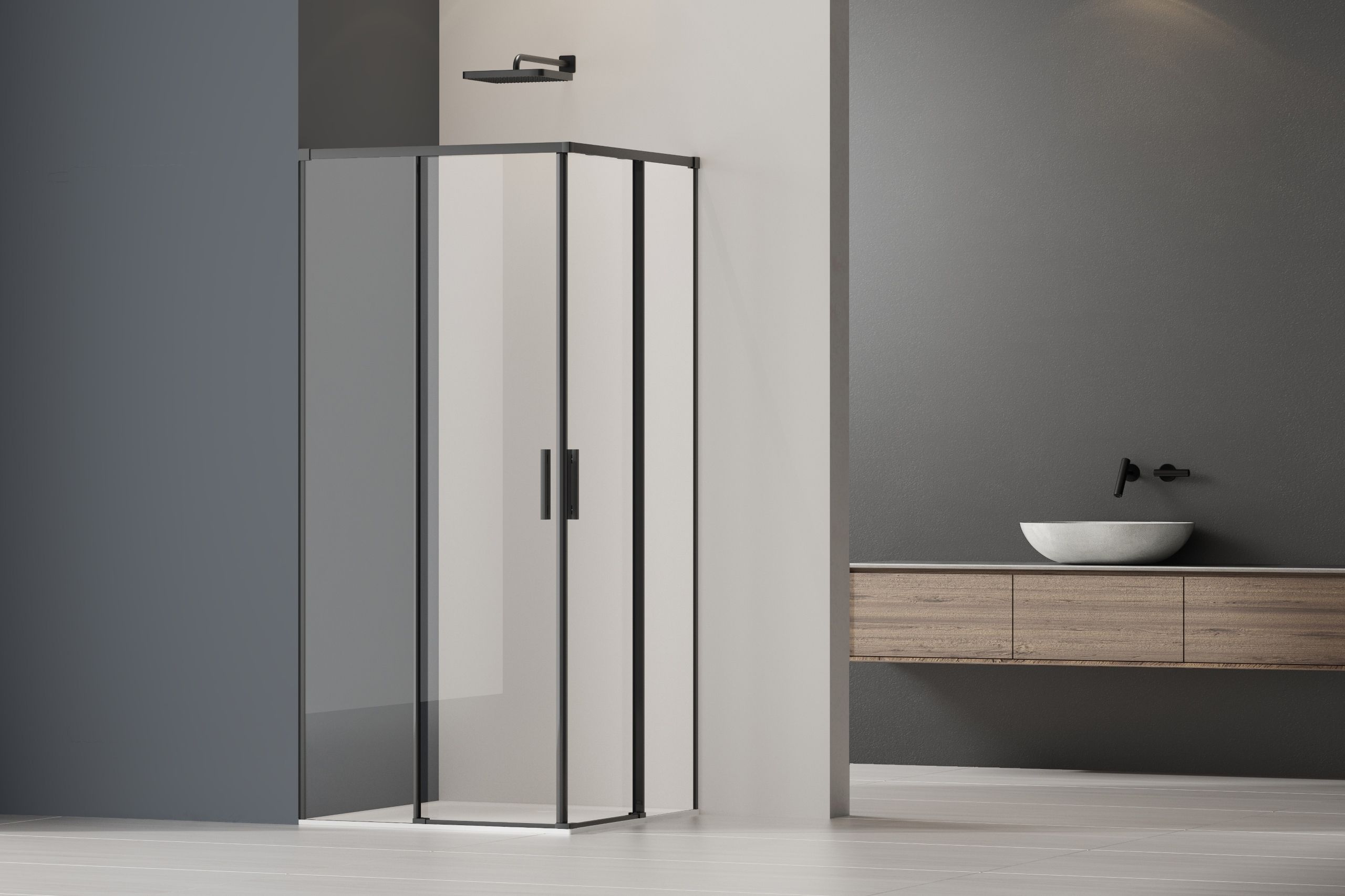 Душевой уголок Vincea Soft 2 VSS-3SO2900CLB 90x90 черный, прозрачное